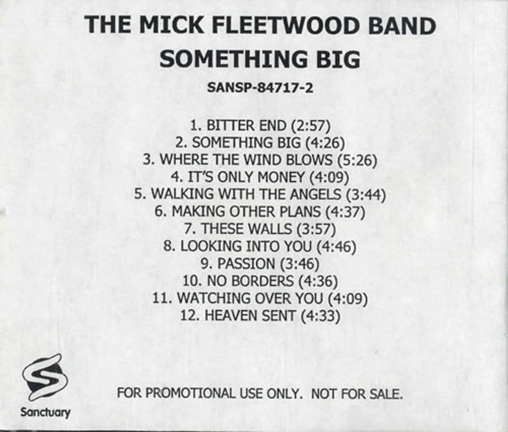 Mick Fleetwood Something Big US Promo CD-R acetate CDR-ACETATE