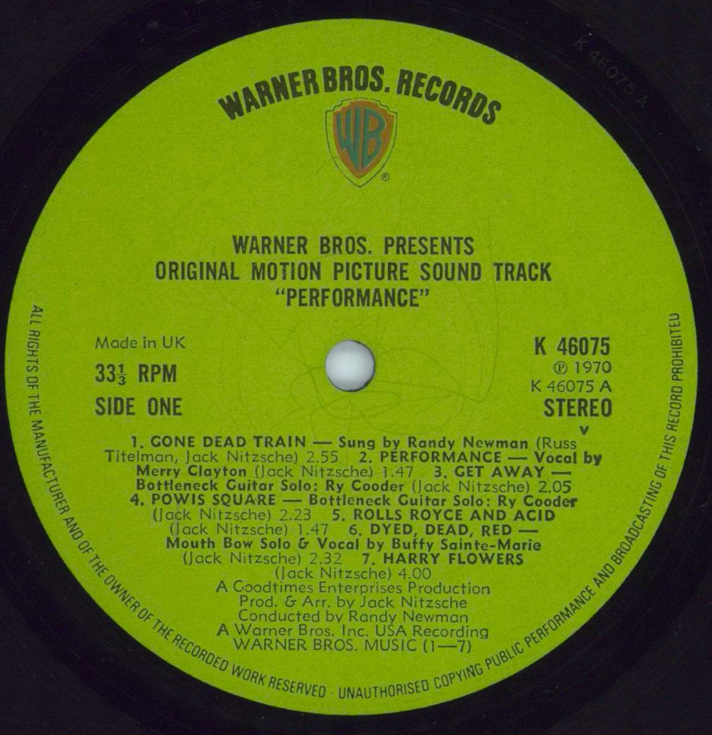 Mick Jagger Performance - Green Label UK vinyl LP album (LP record) MKJLPPE806726