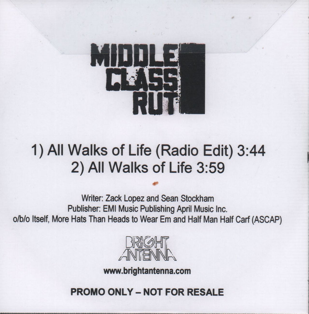 Middle Class Rut All Walks Of Life US Promo CD-R acetate OJDCRAL666167