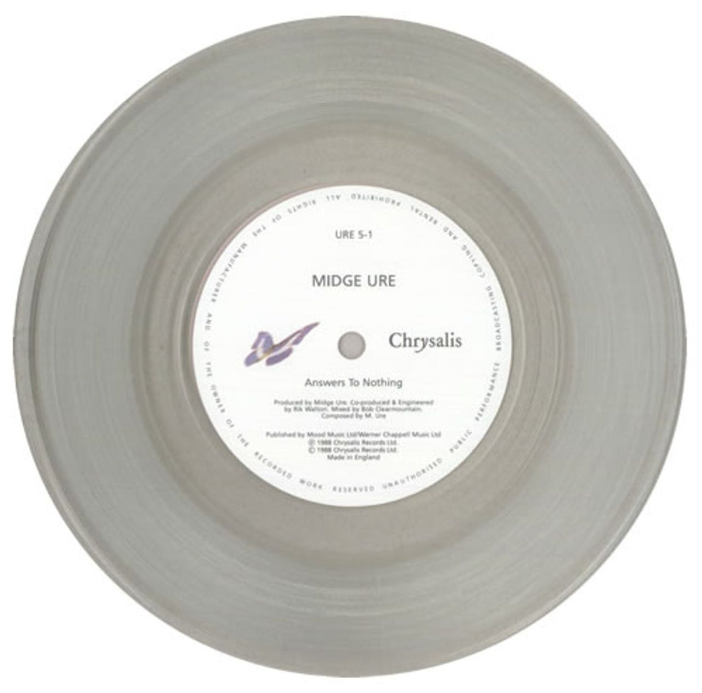 Midge Ure Answers To Nothing - clear vinyl UK 7" vinyl single (7 inch record / 45) URE07AN111383