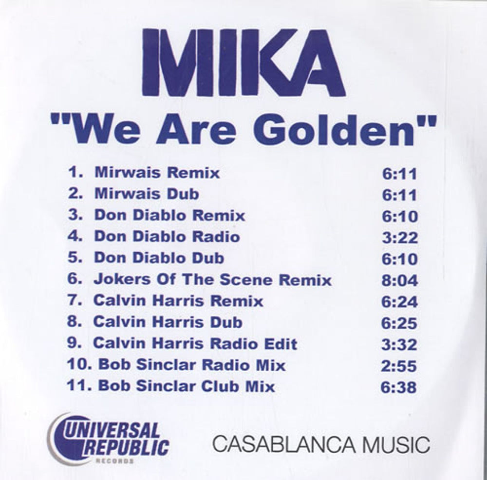 Mika We Are Golden US Promo CD-R acetate MK5CRWE543973