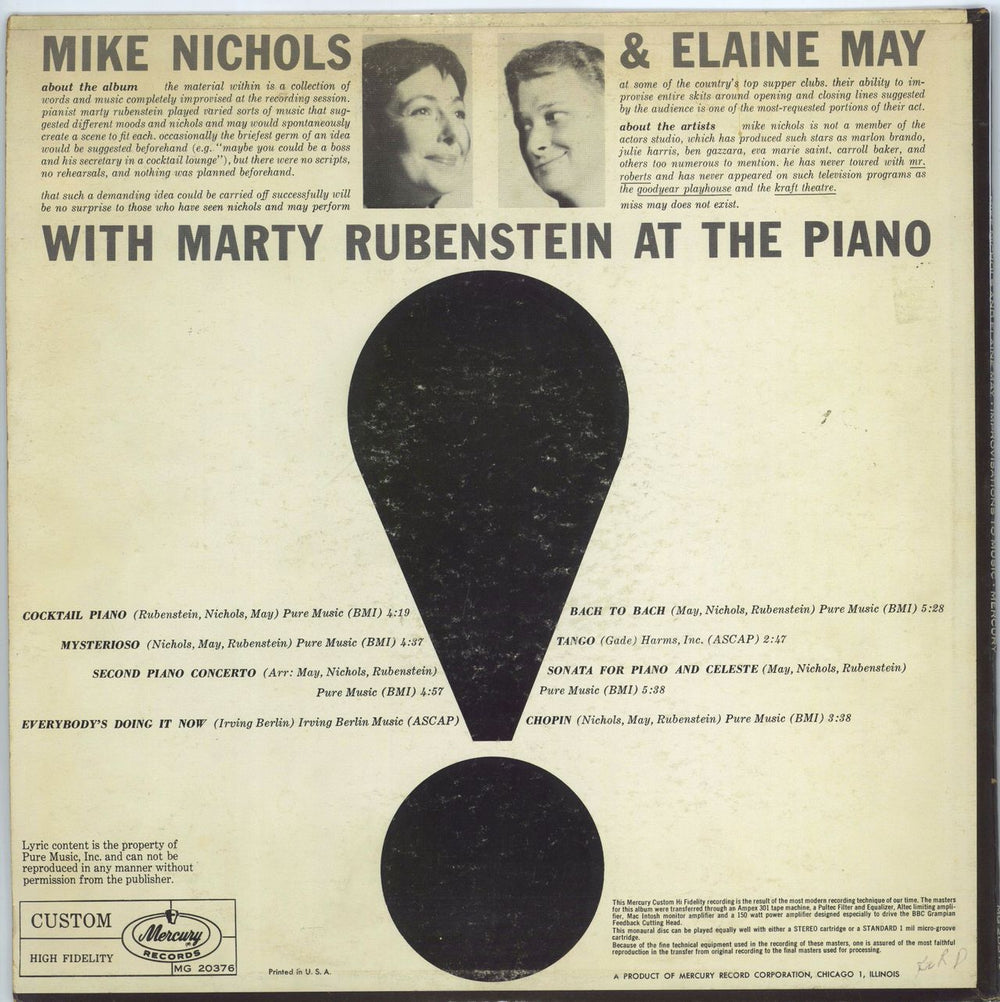Mike Nichols & Elaine May Improvisations To Music US vinyl LP album (LP record)