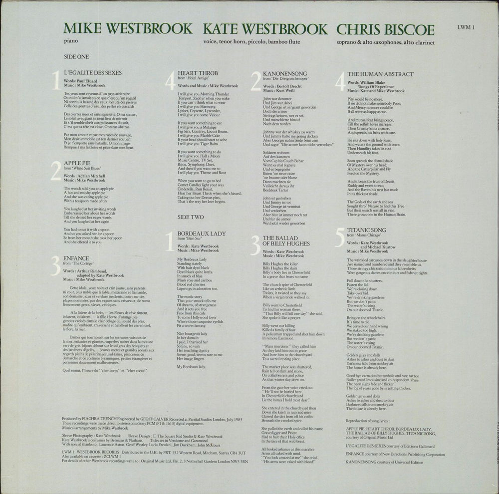 Mike Westbrook A Little Westbrook Music UK vinyl LP album (LP record)