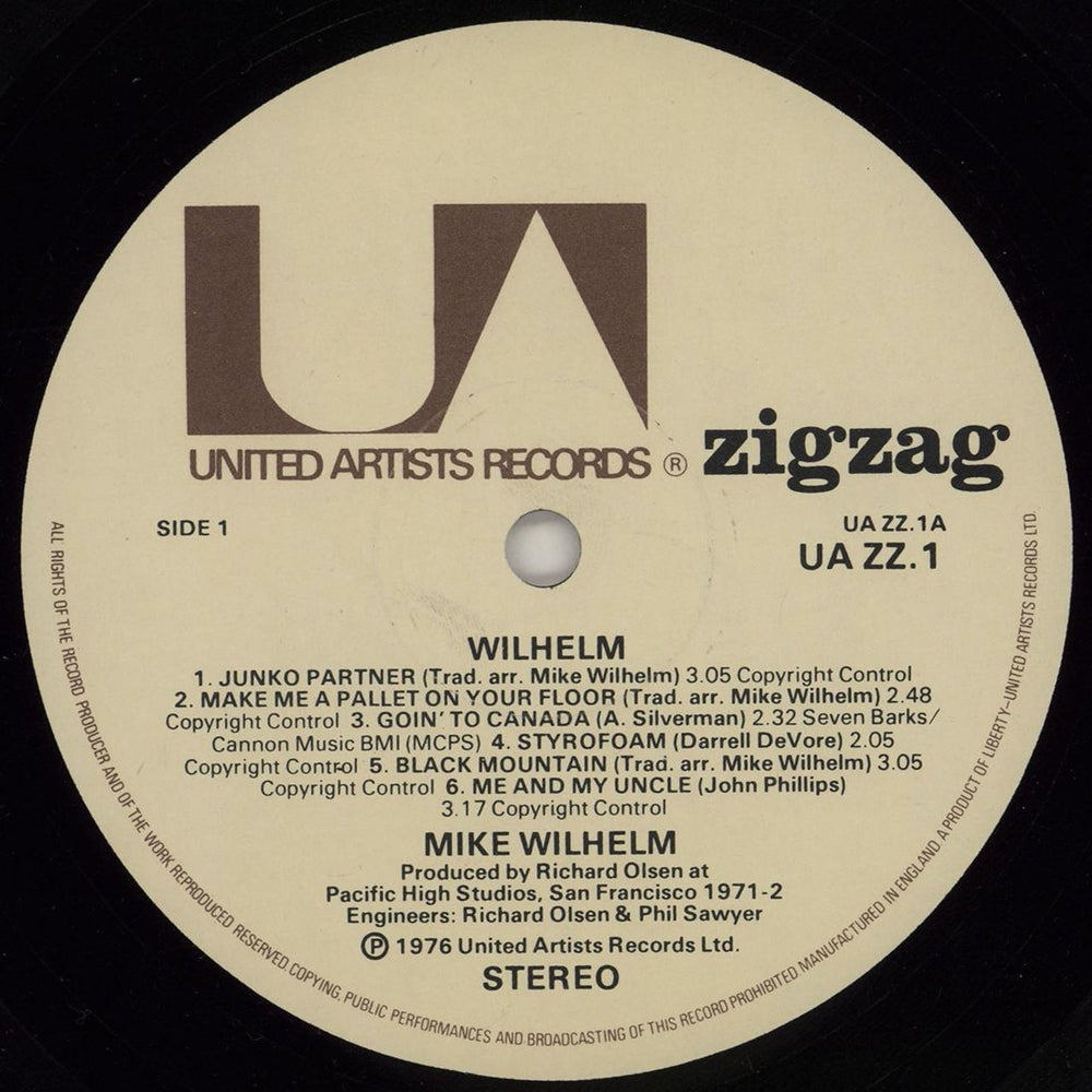 Mike Wilhelm Wilhelm UK vinyl LP album (LP record) WLHLPWI721624