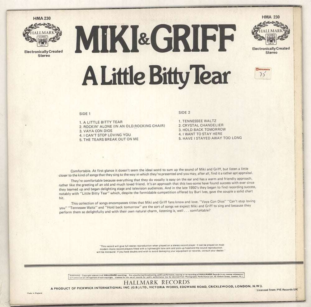 Miki & Griff A Little Bitty Tear UK vinyl LP album (LP record)