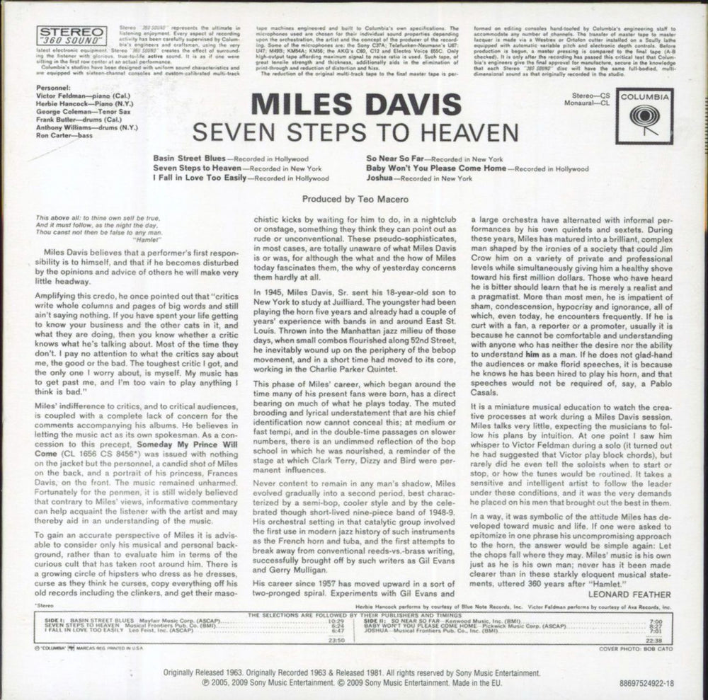 Miles Davis Seven Steps To Heaven UK CD album (CDLP)