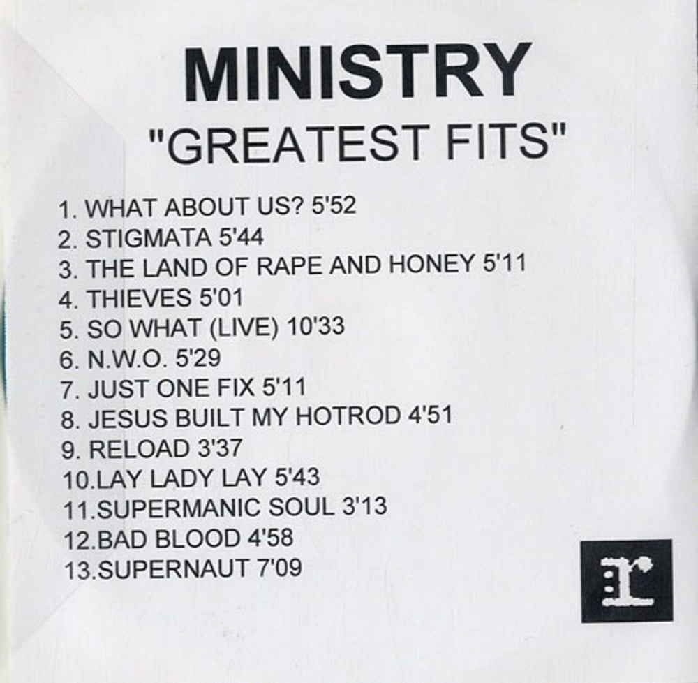 Ministry Greatest Fits UK Promo CD-R acetate MINCRGR584839