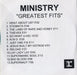 Ministry Greatest Fits UK Promo CD-R acetate MINCRGR584839