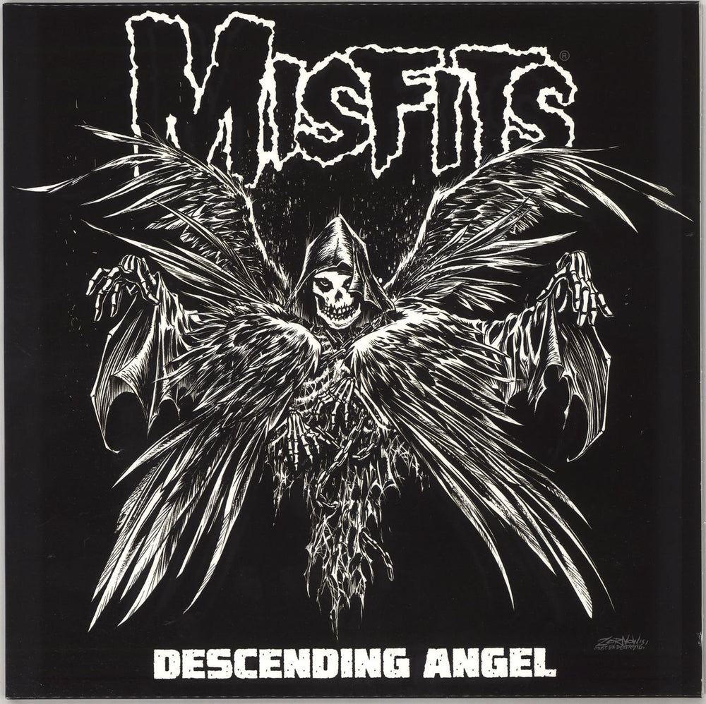 Misfits Descending Angel -  Black With White And Grey Splatter US 12" vinyl single (12 inch record / Maxi-single) MRLP01570