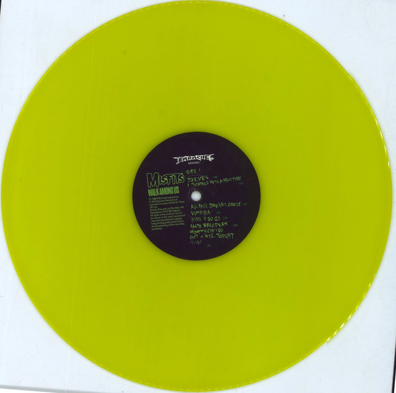 Rare misfits 12 hits from Hell record authentic yellow vinyl