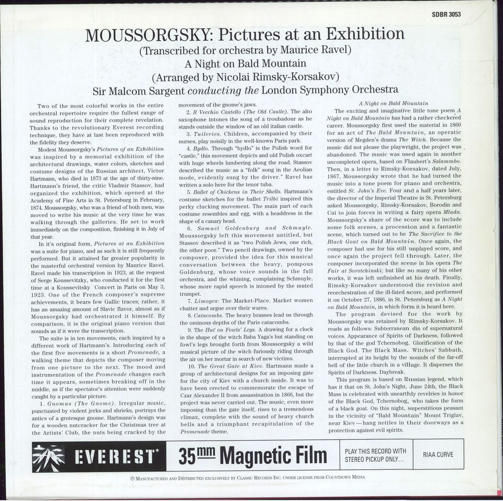 Modest Petrovich Mussorgsky Mussorgsky: Pictures At An Exhibition / A Night On Bald Mountain - 200g Vinyl US vinyl LP album (LP record)
