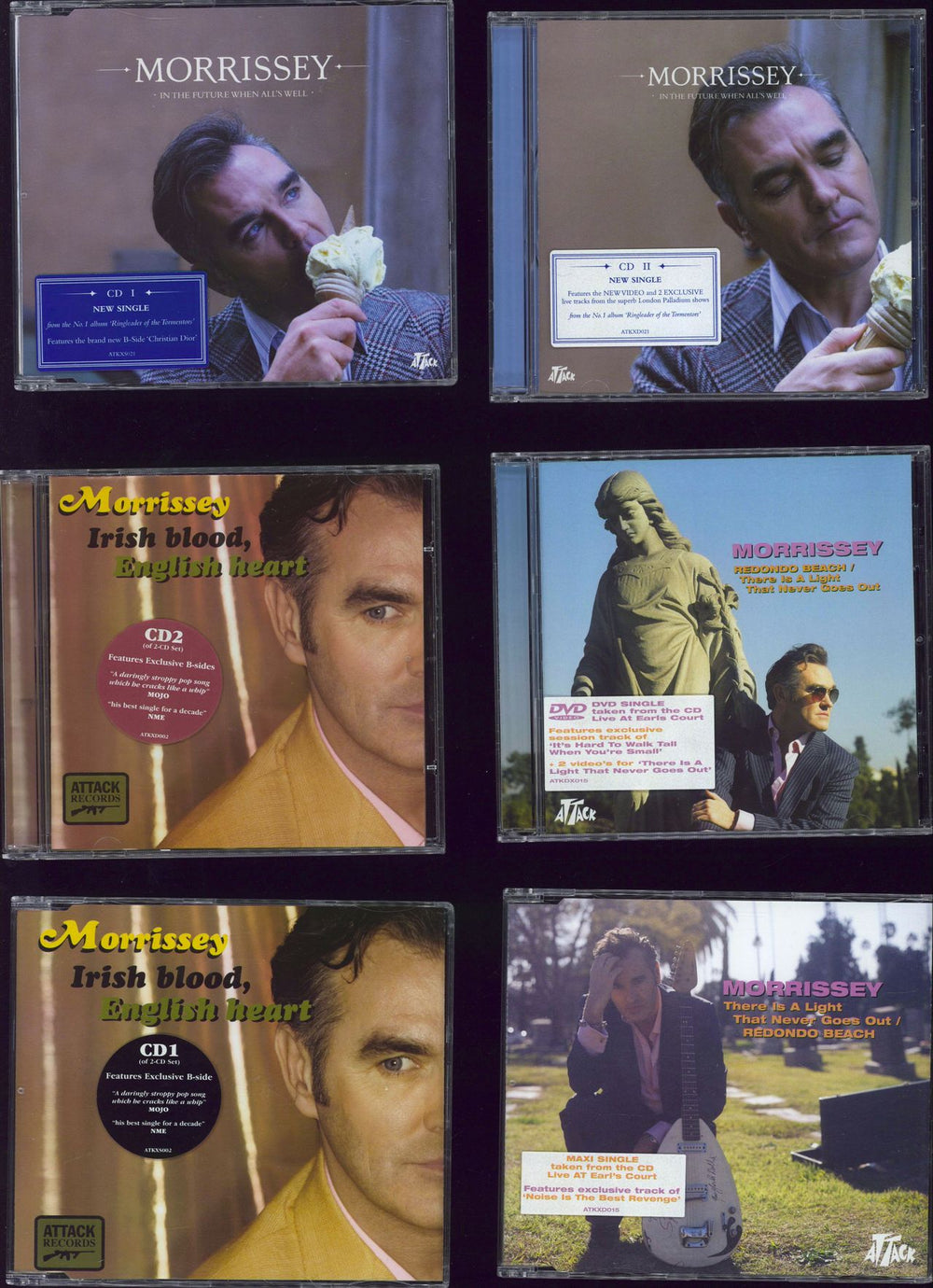 Morrissey Quantity of Six 2-CD Single Sets UK 2-CD single set (Double CD single) MOR2SQU778029