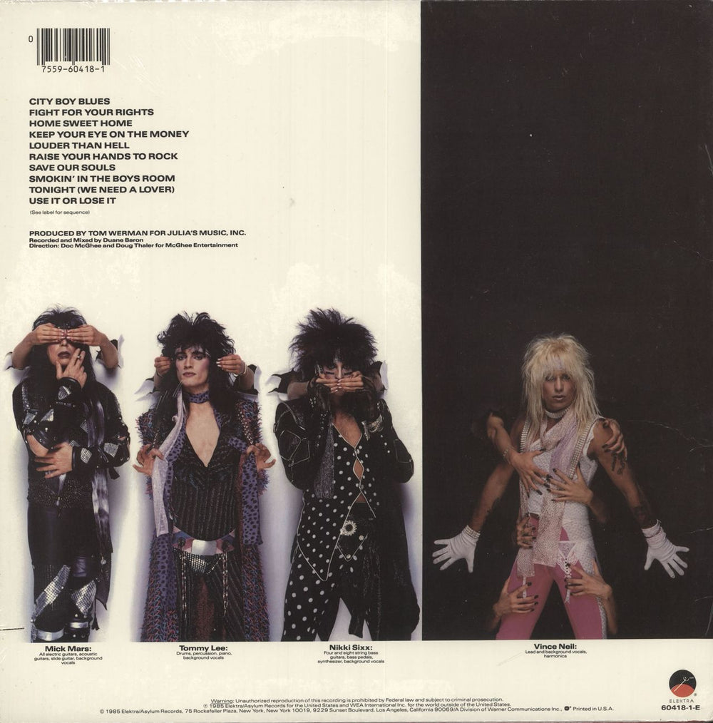 Motley Crue Theatre Of Pain + Stickered Shrink US vinyl LP album (LP record) 075596041812