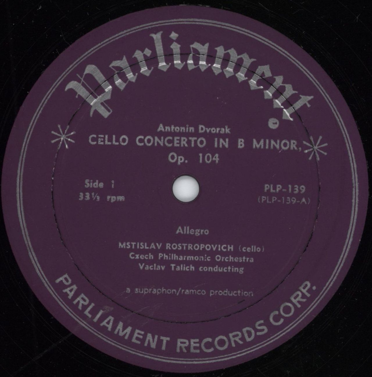 Mstislav Rostropovich Dvorák: Cello Concerto in B Minor, Op.104 US vinyl LP album (LP record) N64LPDV785980