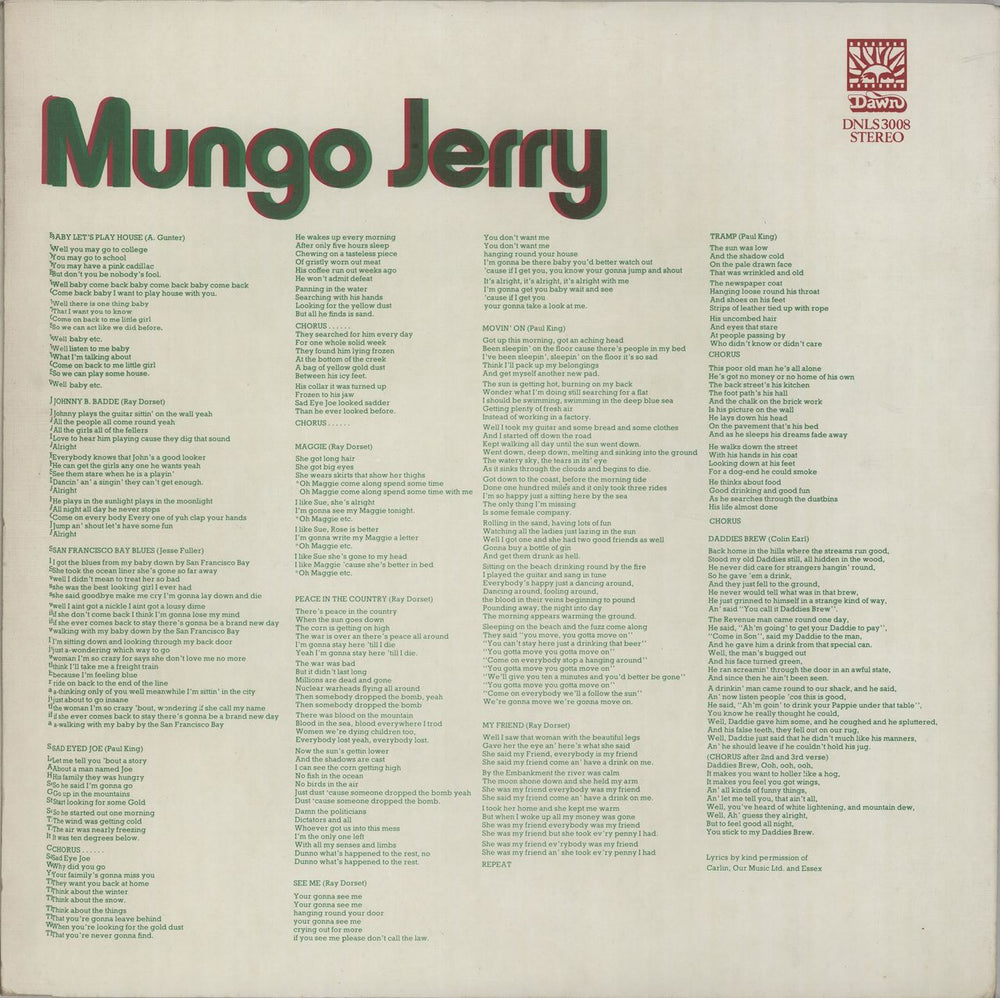 Mungo Jerry Mungo Jerry + 3D glasses UK vinyl LP album (LP record) MUNLPMU525850