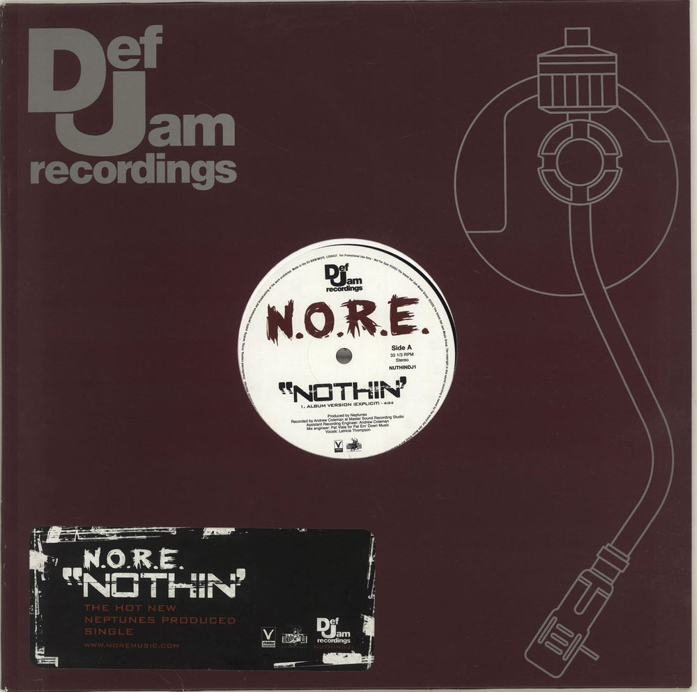 N.O.R.E. Nothin' UK Promo 12" vinyl single (12 inch record / Maxi-single) NUTHNDJ1
