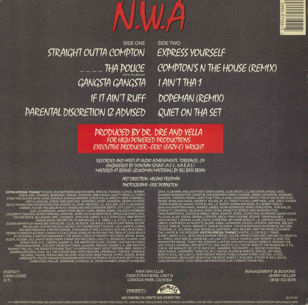 N.W.A. Straight Outta Compton - 1st - EX US vinyl LP album (LP record) 049925710212
