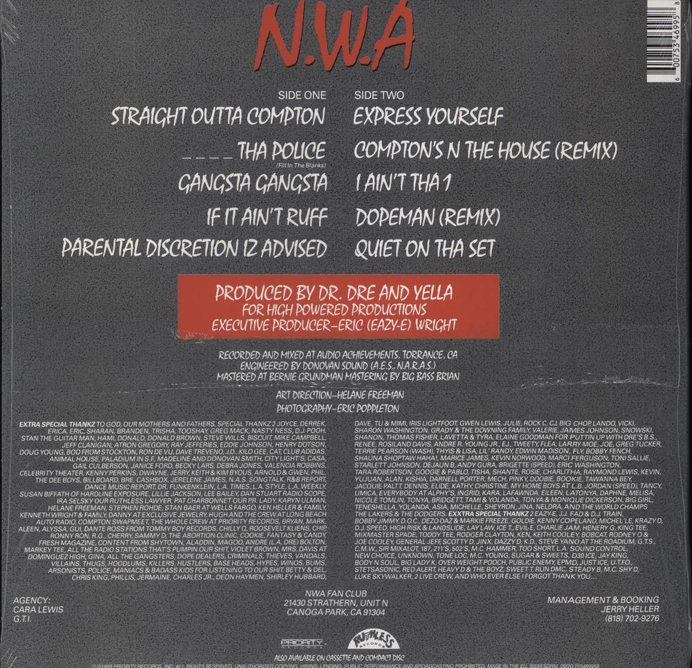 N.W.A. Straight Outta Compton + Shrink UK vinyl LP album (LP record) 600753469958