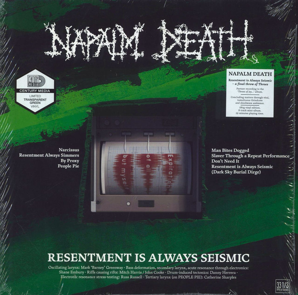 Napalm Death Resentment Is Always Seismic - Green Vinyl German vinyl LP album (LP record) 19439952281