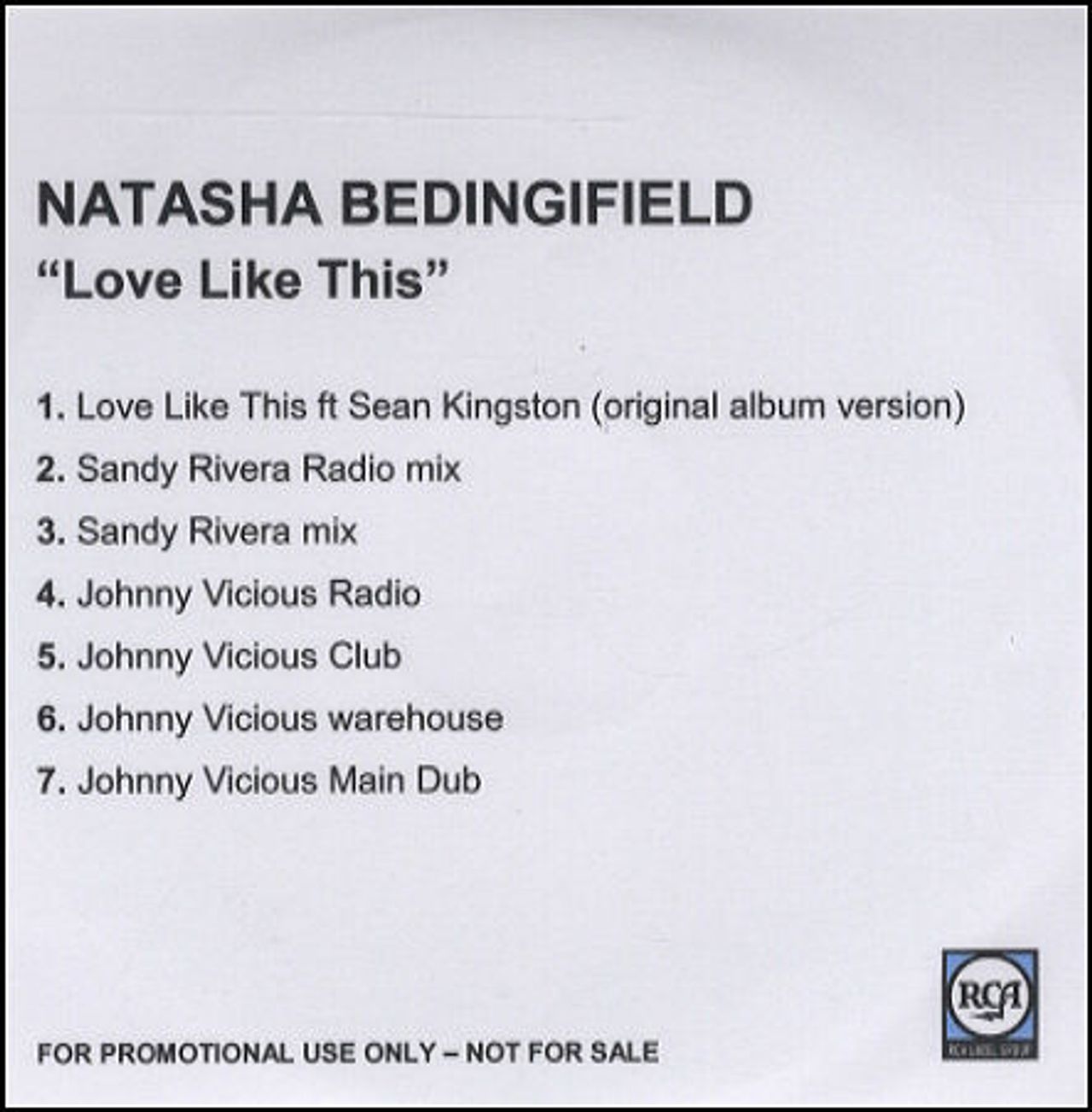 Natasha Bedingfield  Love Like This UK Promo CD-R acetate CD-R ACETATE