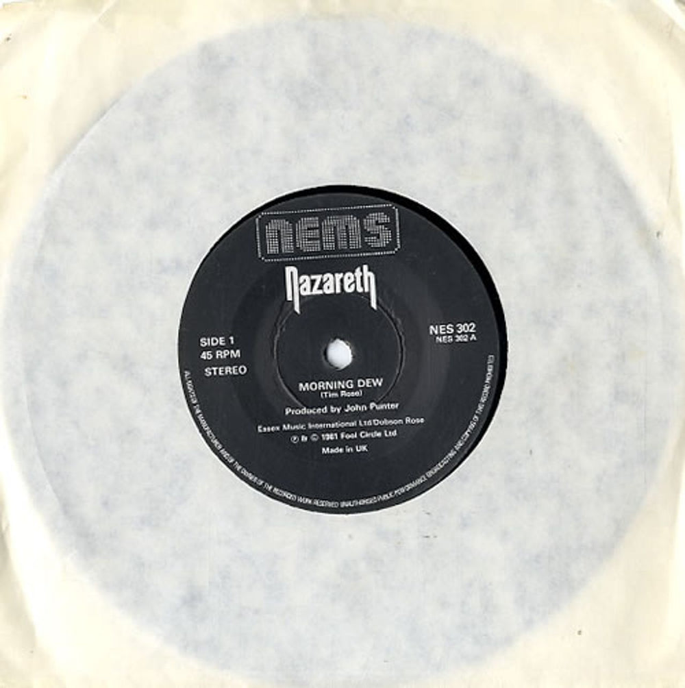 Nazareth Morning Dew - White label text UK 7" vinyl single (7 inch record / 45) NES302