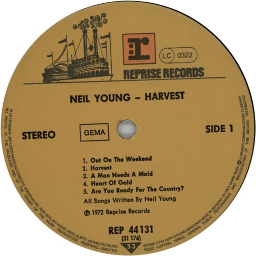 Neil Young Harvest German vinyl LP album (LP record) YOULPHA601235