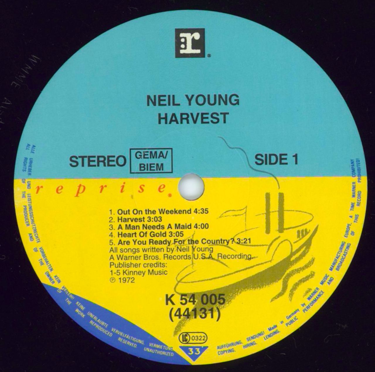 Neil Young Harvest - Triple Colour Label German vinyl LP album (LP record) YOULPHA785921