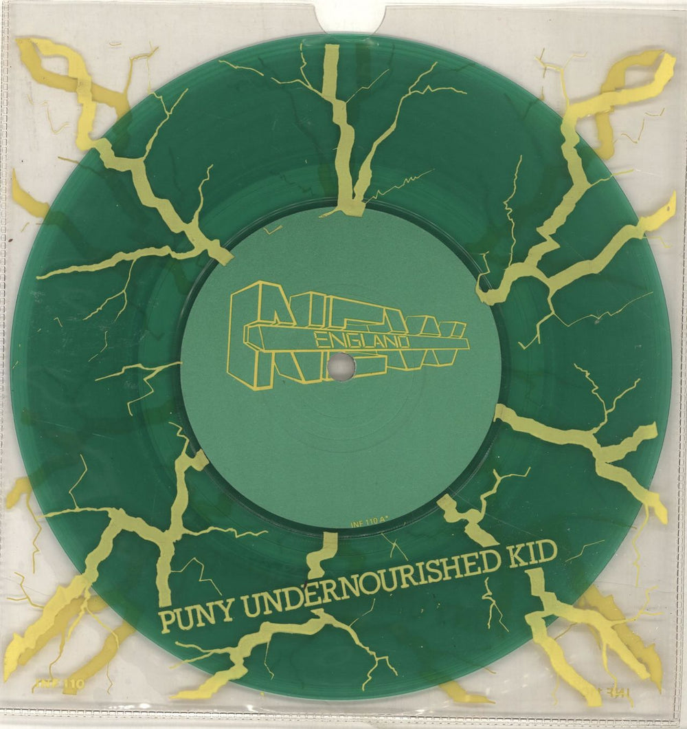 New England Puny Undernourished Kid - Green Vinyl UK Promo 7" vinyl single (7 inch record / 45) INF110