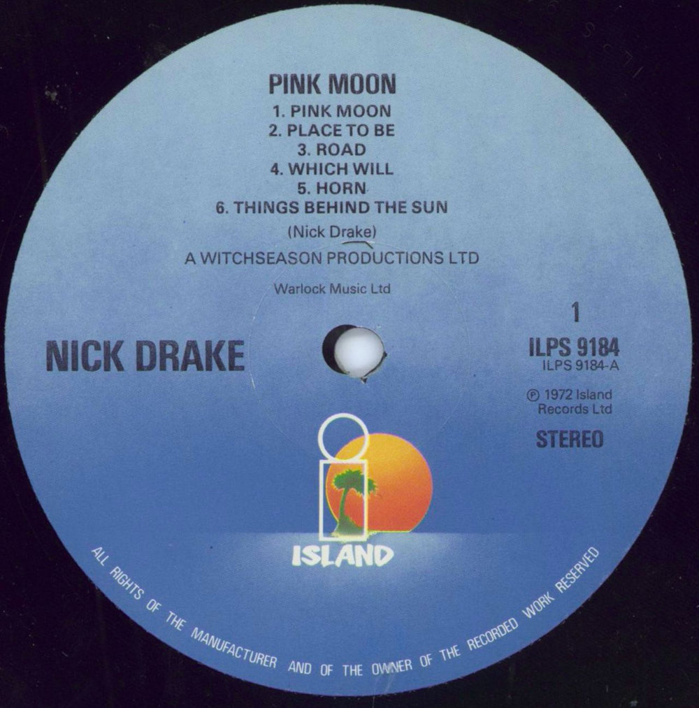 Nick Drake Pink Moon - Blue Label UK vinyl LP album (LP record) N-DLPPI592822