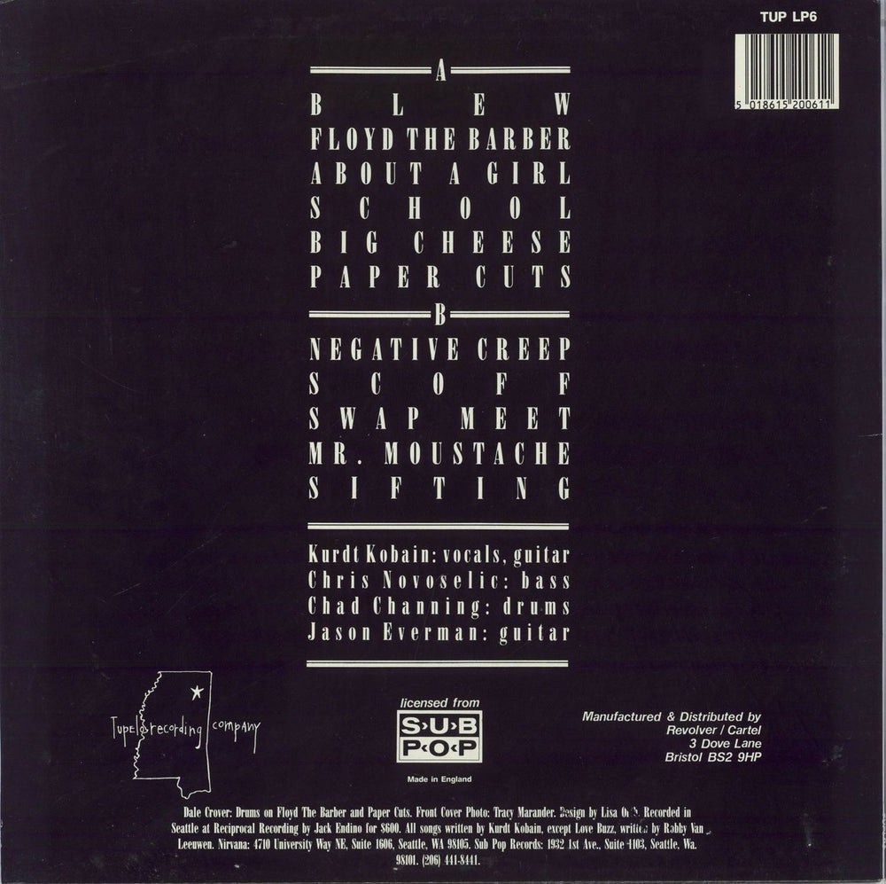 Nirvana (US) Bleach - VG UK vinyl LP album (LP record) 5018615200611