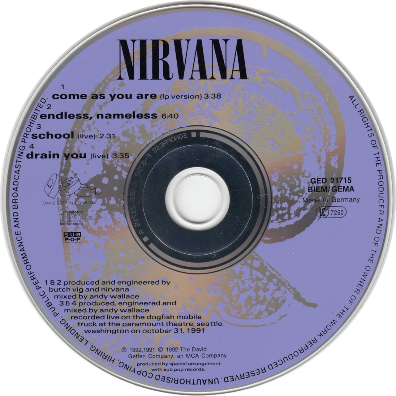 Nirvana (US) Come As You Are German CD single — RareVinyl.com