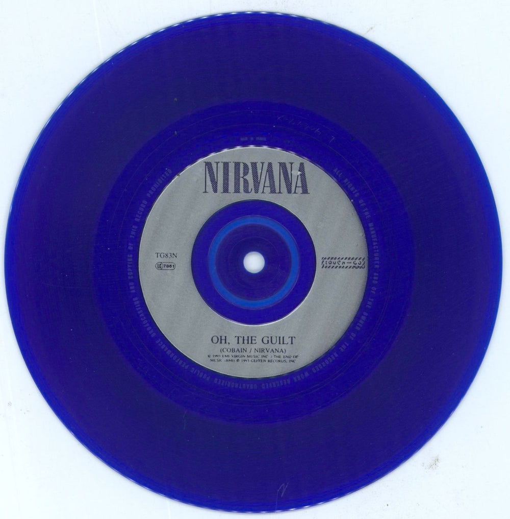 Nirvana (US) Oh, The Guilt - Blue Vinyl + POSTER UK 7" vinyl single (7 inch record / 45) NIR07OH808108