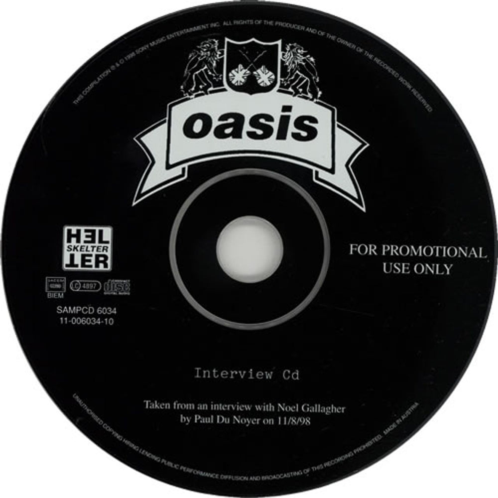 Oasis Interview CD UK Promo CD album (CDLP) SAMPCD6034