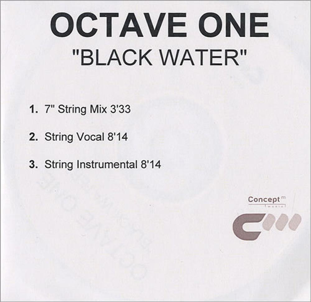 Octave One Black Water UK Promo CD-R acetate CD-R ACETATE