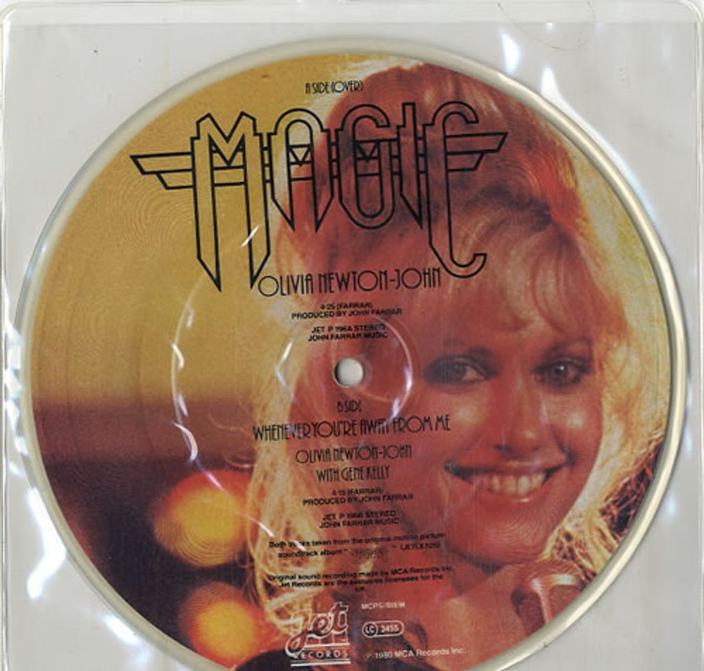 Olivia Newton John Magic UK 7" vinyl picture disc (7 inch picture disc single) ONJ7PMA27672