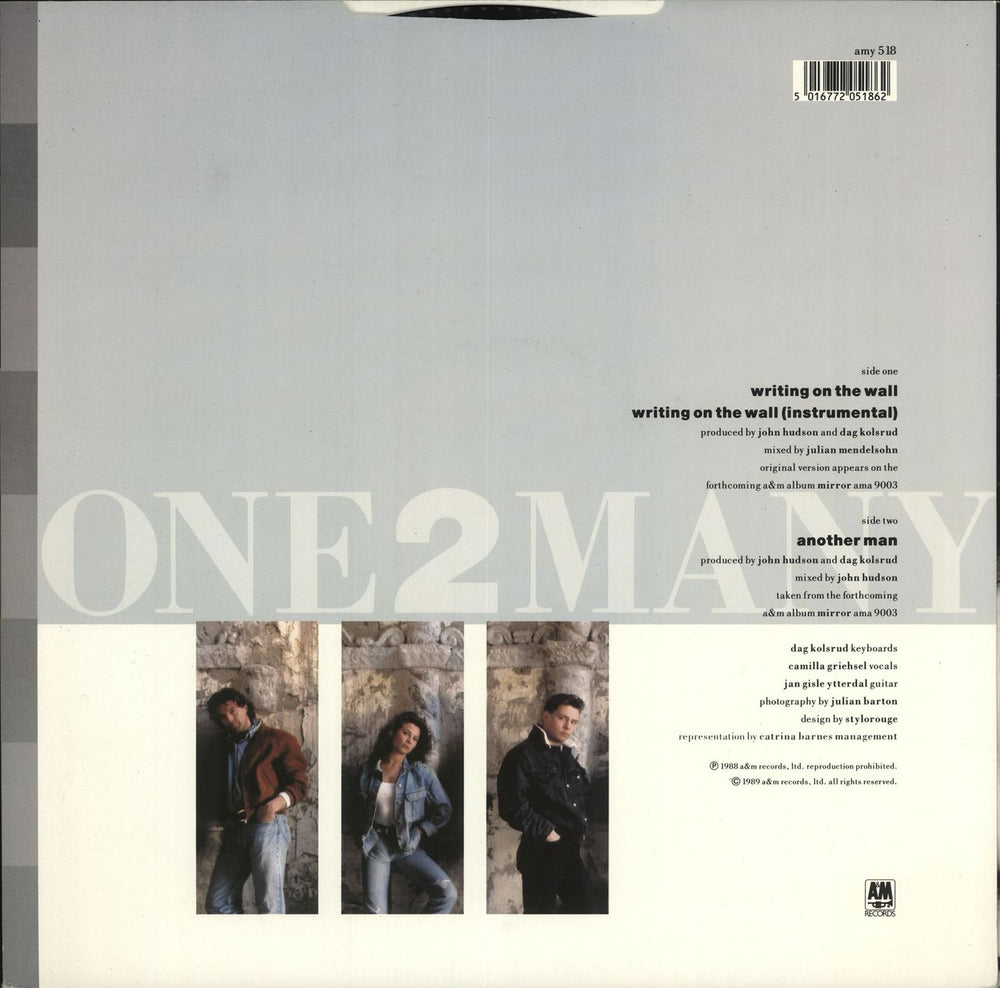 One 2 Many Writing On The Wall UK 12" vinyl single (12 inch record / Maxi-single)