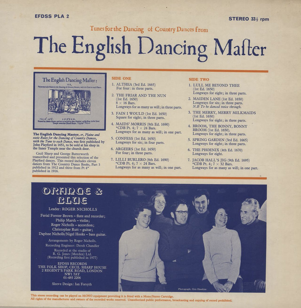 Orange And Blue The English Dancing Master UK vinyl LP album (LP record)