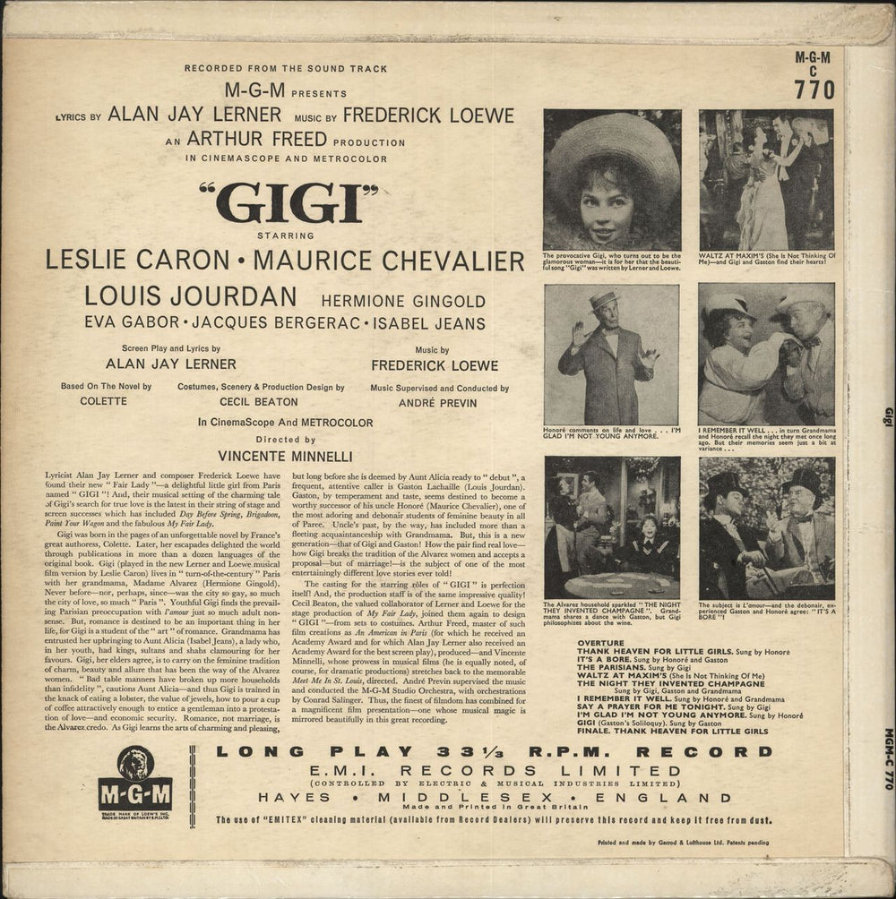 Original Cast Recording Gigi - EX UK vinyl LP album (LP record)