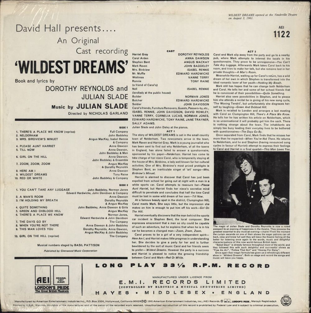 Original Cast Recording Wildest Dreams US vinyl LP album (LP record)