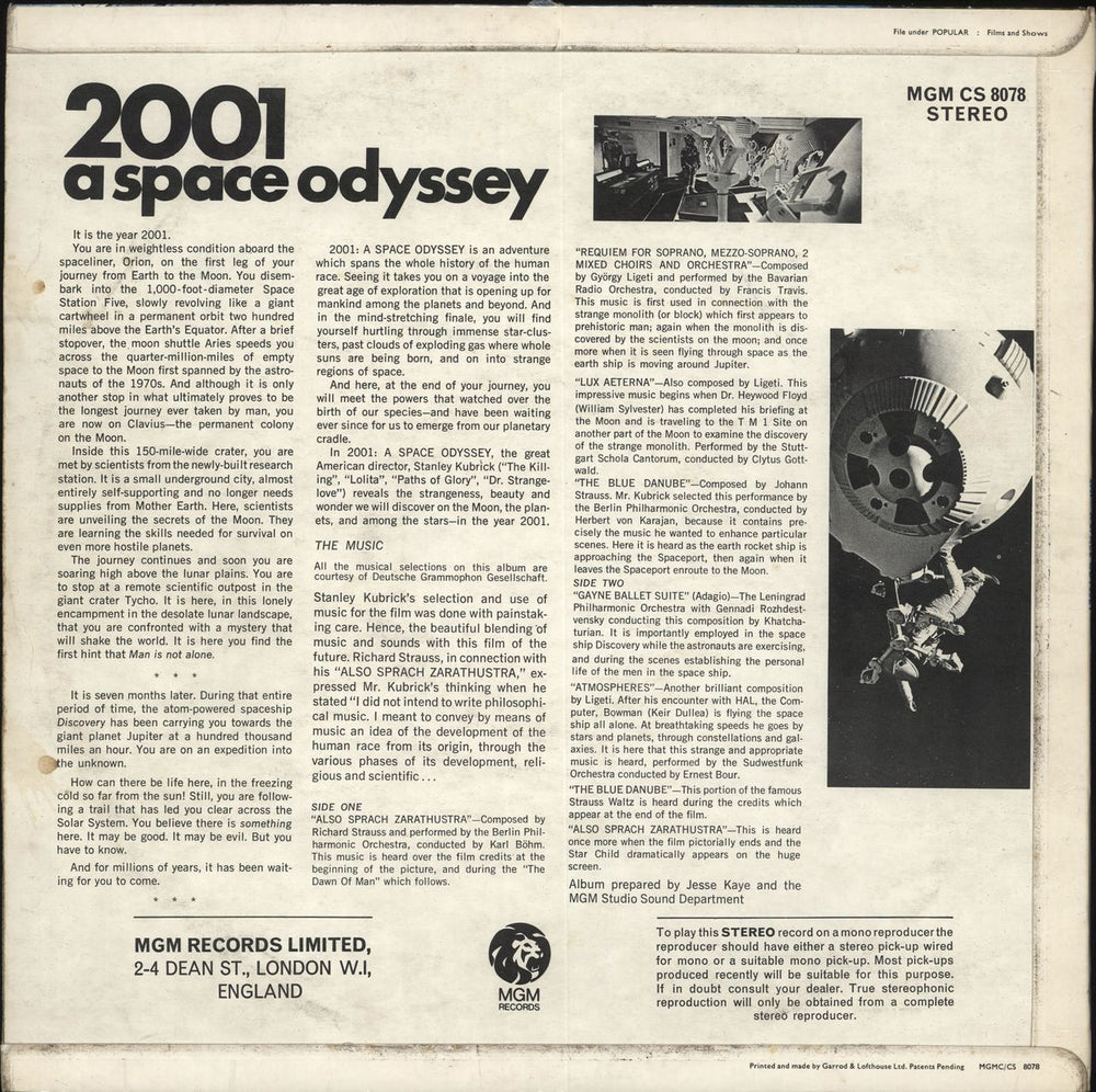 Original Soundtrack 2001: A Space Odyssey - 1st - EX UK vinyl LP album (LP record)