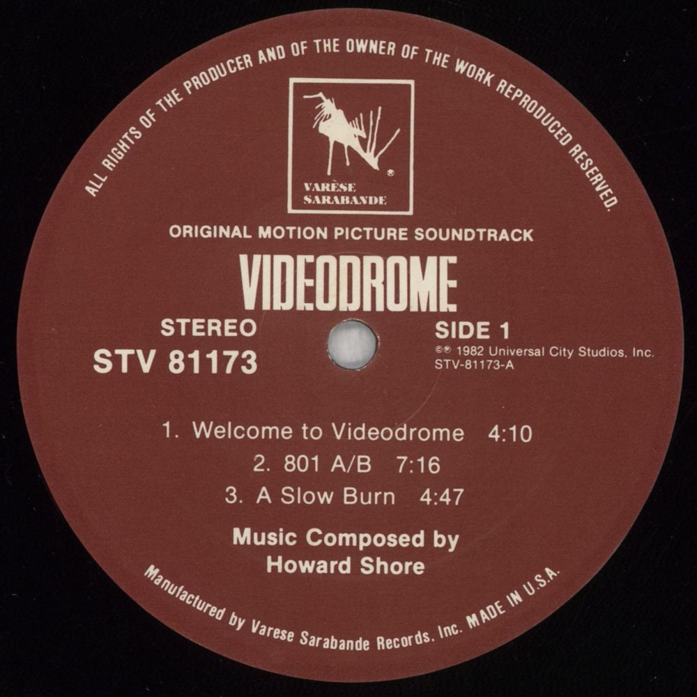 Original Soundtrack Howard Shore – Videodrome US vinyl LP album (LP record) OSTLPHO825925