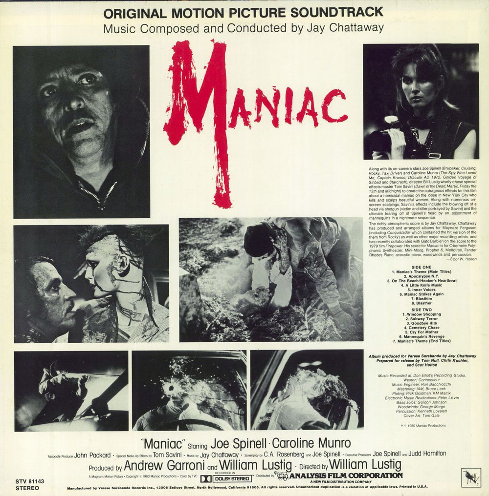 Original Soundtrack Maniac US vinyl LP album (LP record)