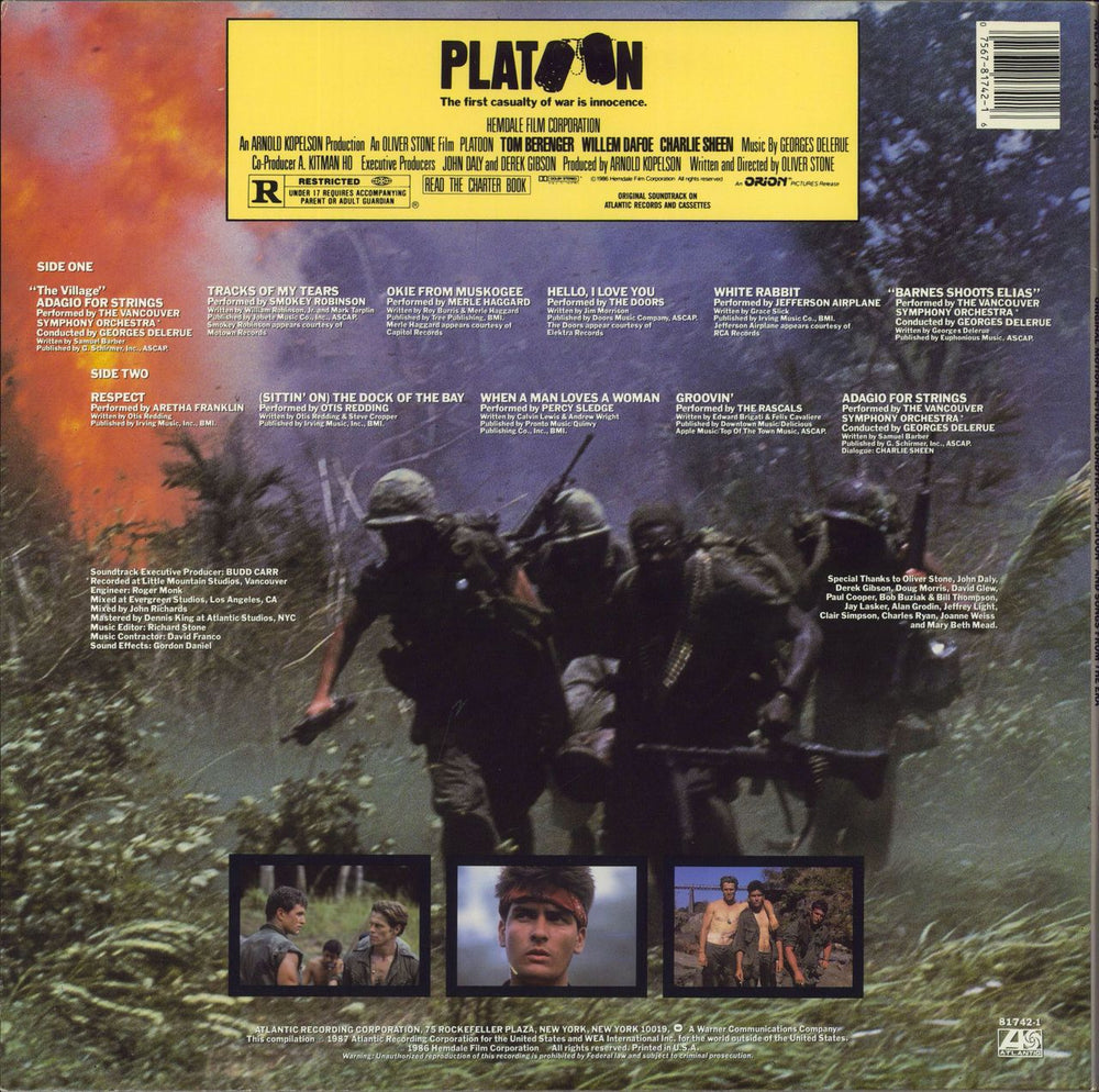 Original Soundtrack Platoon UK vinyl LP album (LP record) 075678174216