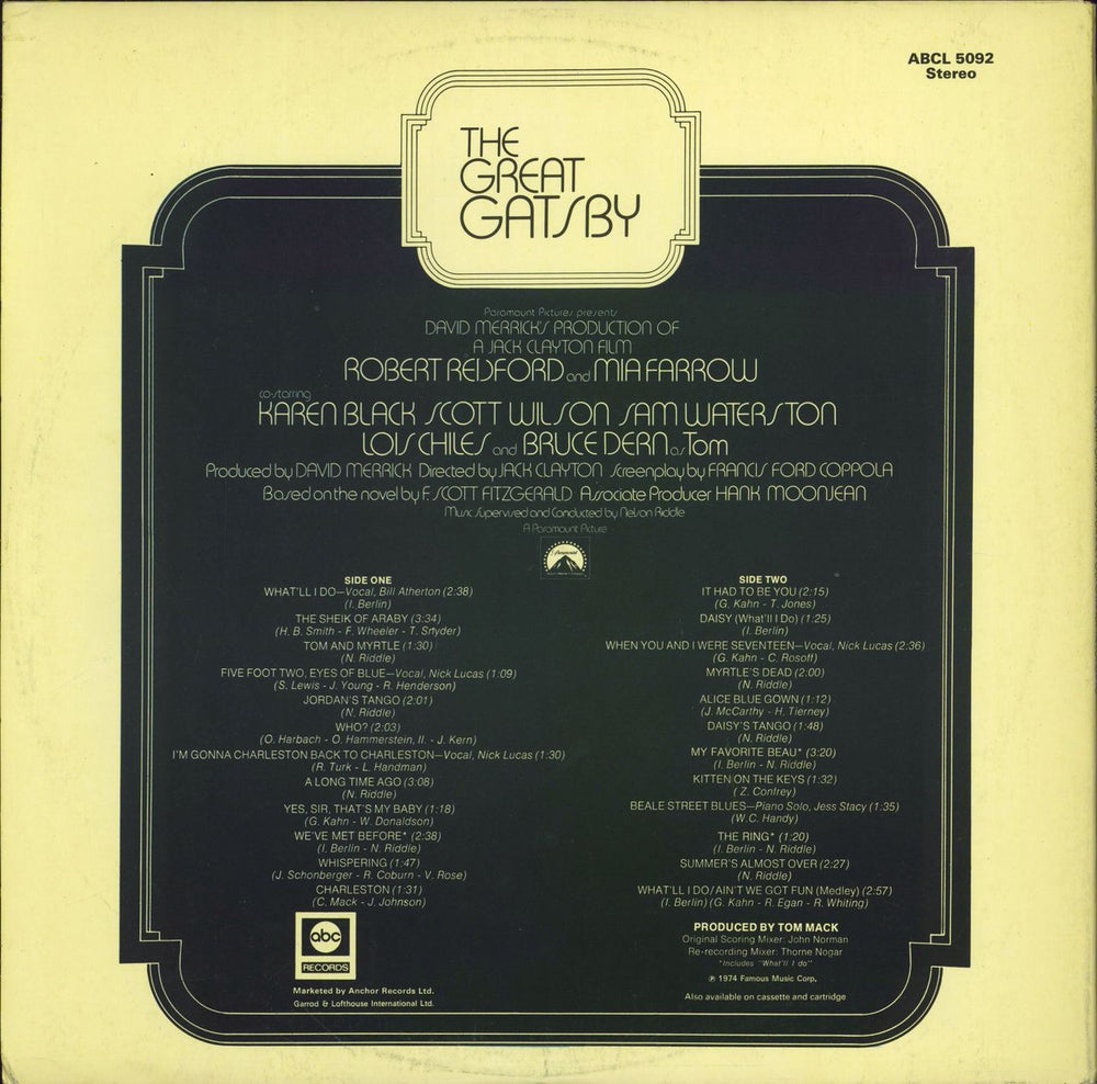 Original Soundtrack The Great Gatsby UK vinyl LP album (LP record)