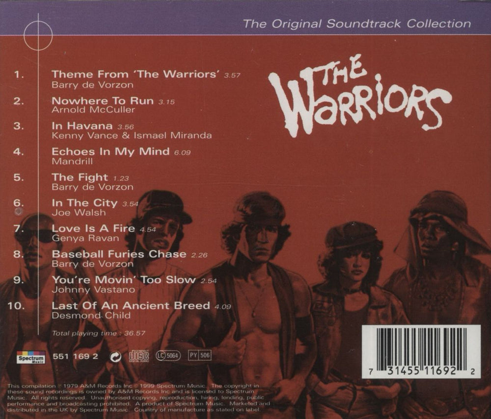 Original Soundtrack The Warriors OST UK CD album (CDLP) 731455116922