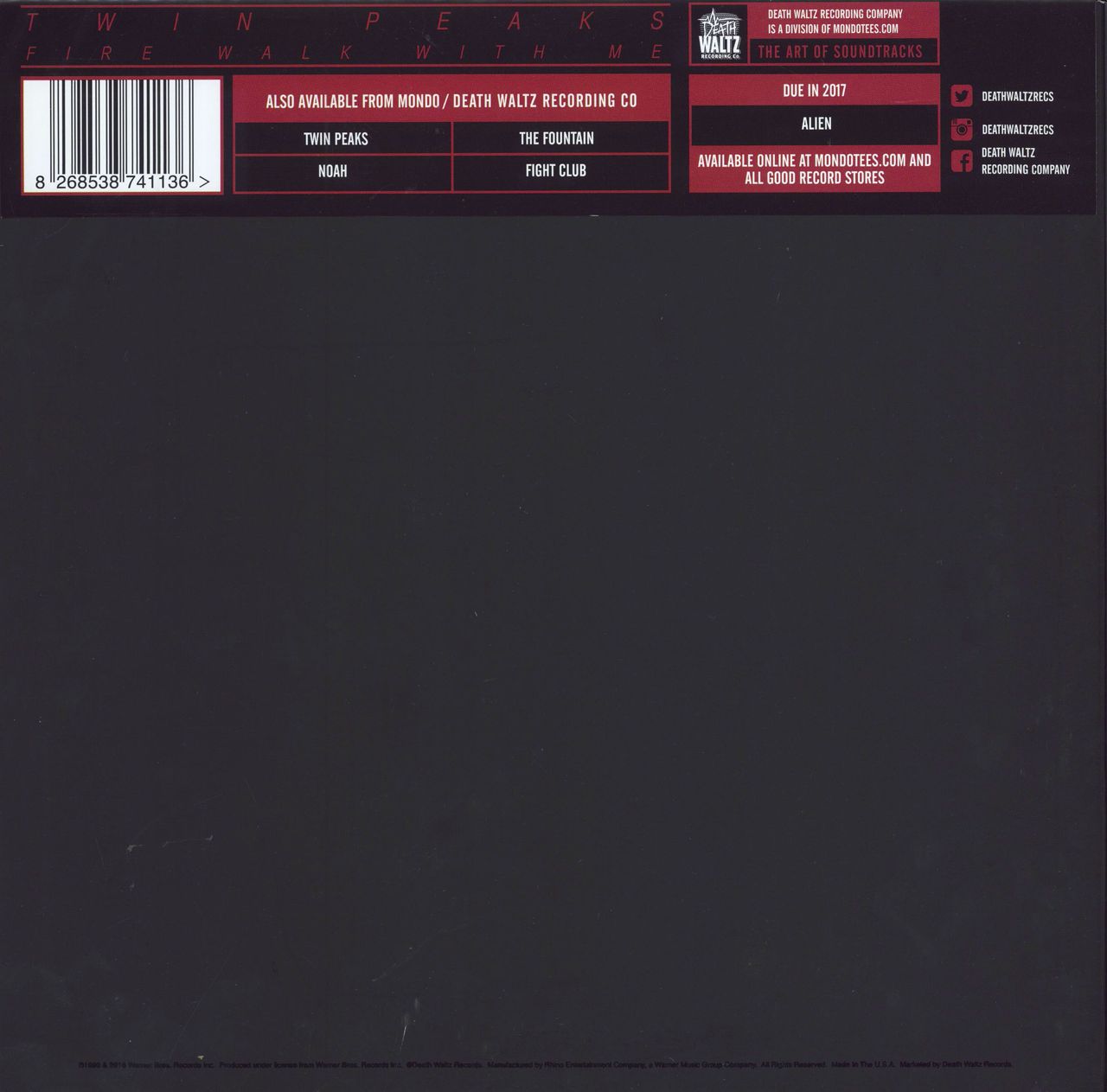 Original Soundtrack Twin Peaks - Fire Walk With Me - Red Vinyl US 2-LP vinyl record set (Double LP Album)