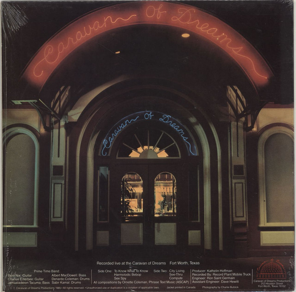 Ornette Coleman Opening The Caravan Of Dreams US vinyl LP album (LP record)