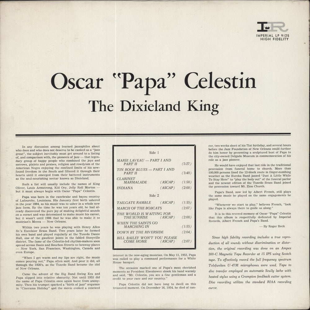 Oscar Celestin The Dixieland King US vinyl LP album (LP record)