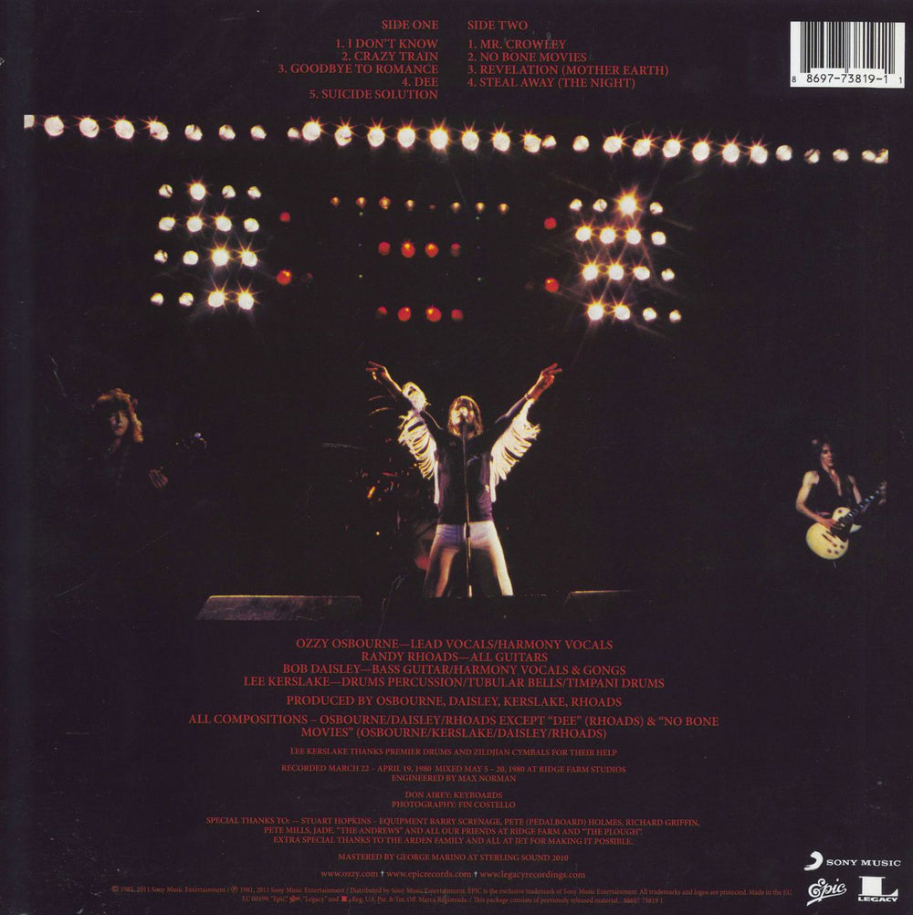 Ozzy Osbourne Blizzard Of Ozz: Remastered - 180 Gram UK vinyl LP album (LP record) 886977381911