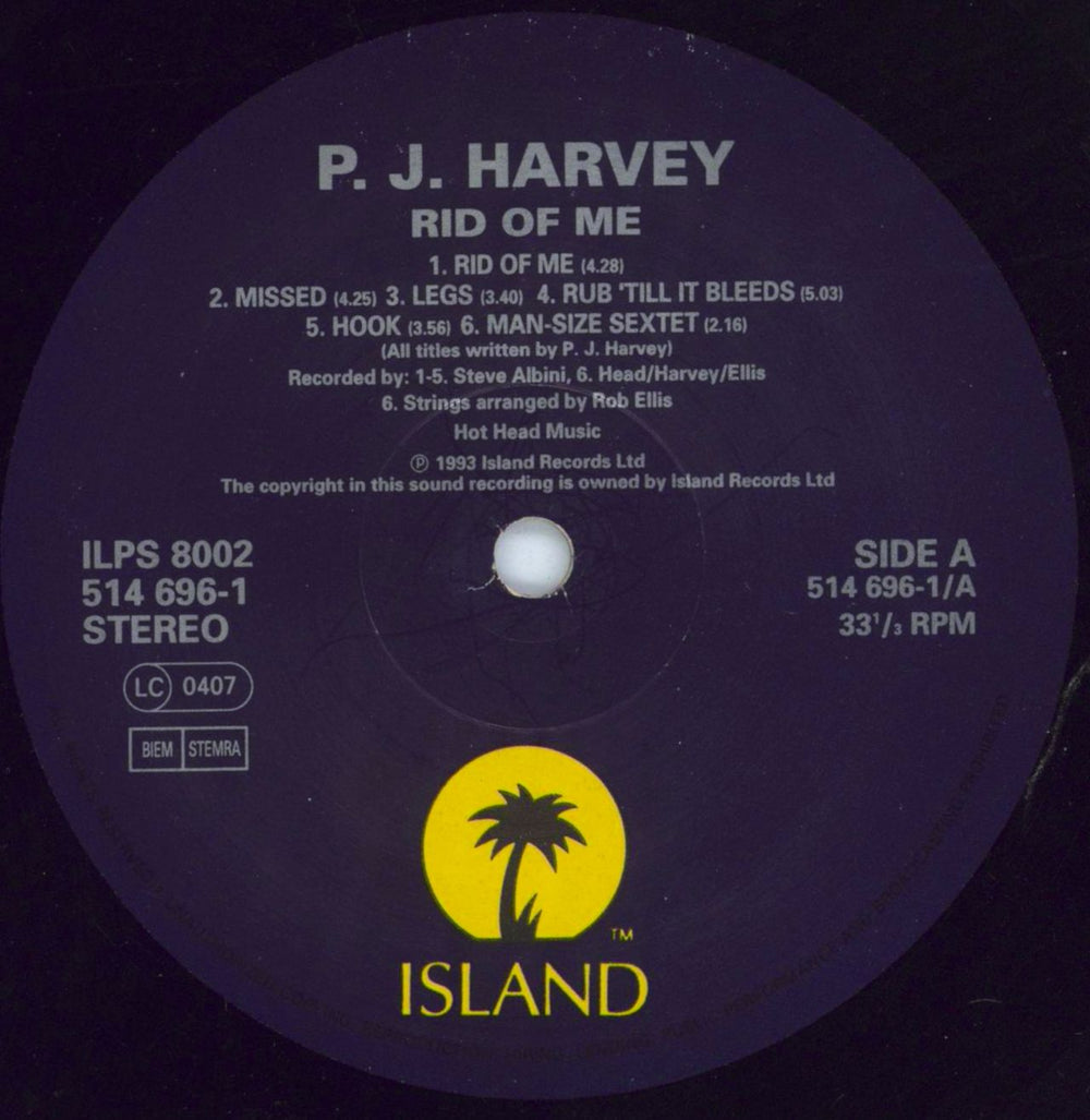 P.J. Harvey Rid Of Me - Mercury Prize Stickered Sleeve - EX UK vinyl LP album (LP record) PJHLPRI809076